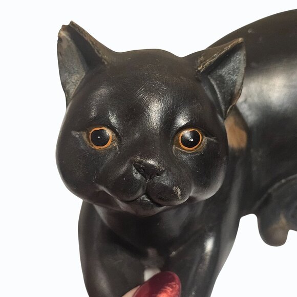 Vtg Pair Black Brown Kitty Cat Figurines  Shelf Sitters 6" and 7" READ - Picture 6 of 16